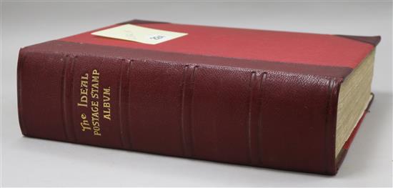 A Stanley Gibbons leather bound Ideal Postage Stamp Album